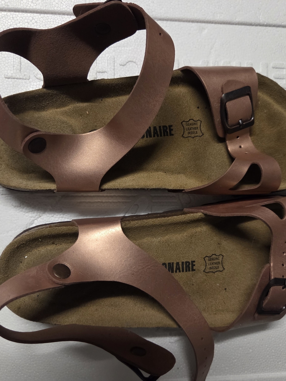 Women’s Metallic Copper Leather Buckle Sandals